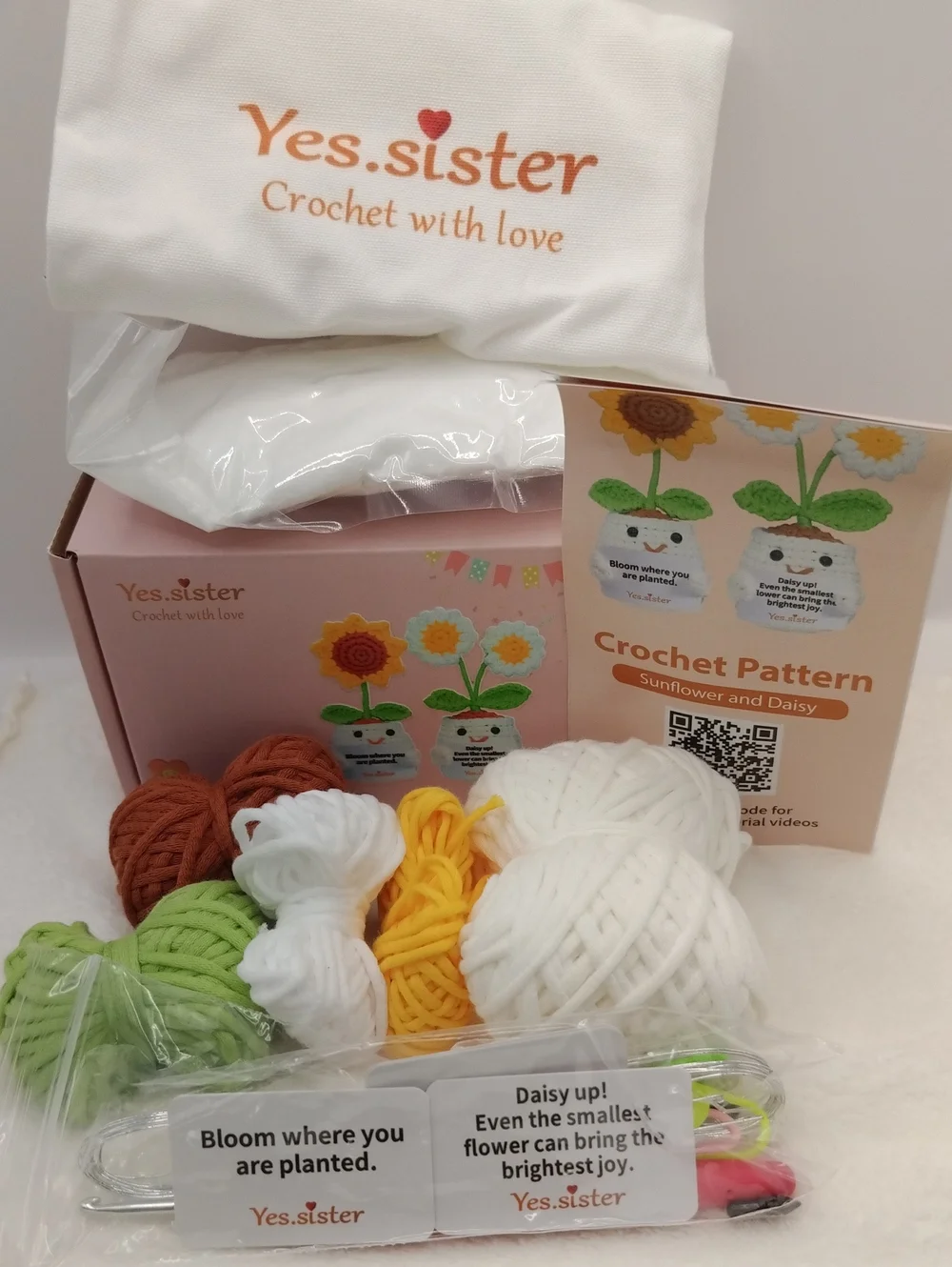 Emotional Support Amigurumi Sunflower Daisy Flower Crochet Kit DIY 5